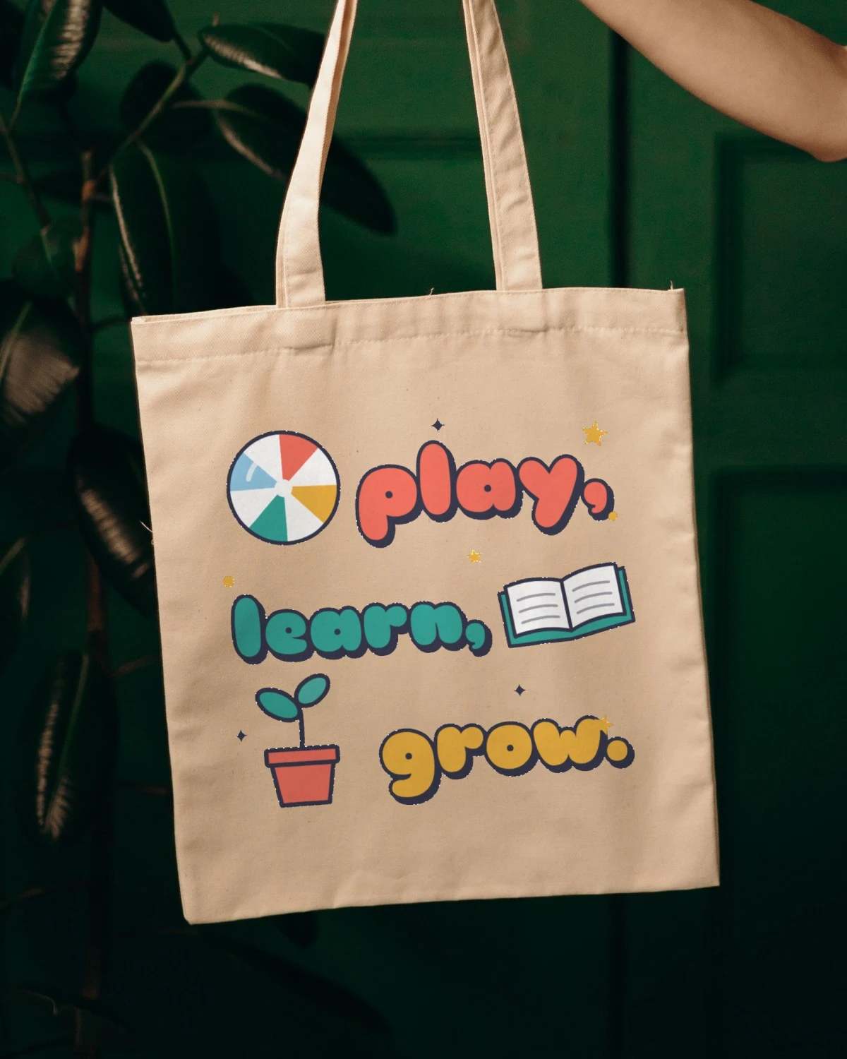 Kids' Bag with the "Play, learn, grow." design