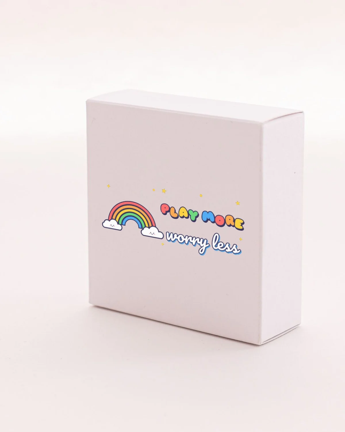 Toy Box with the "Play more, worry less." design