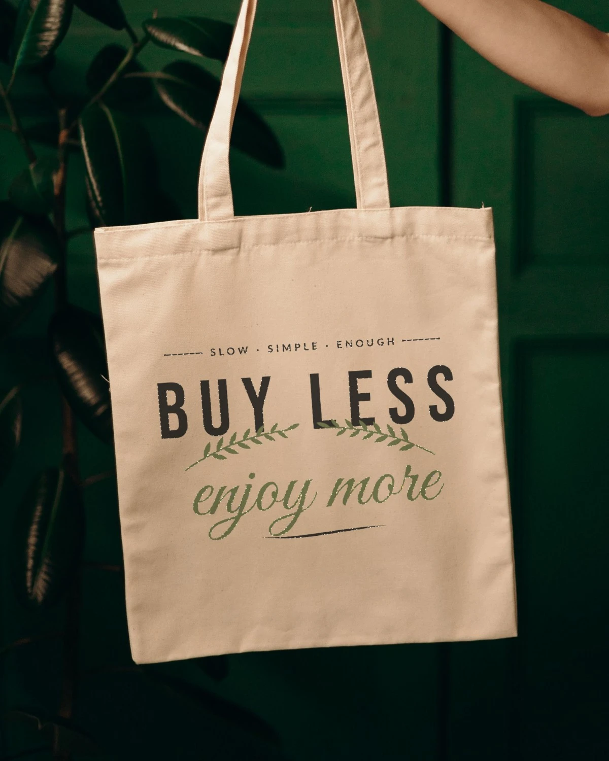 Shopping Bag with the "Buy less, enjoy more." design