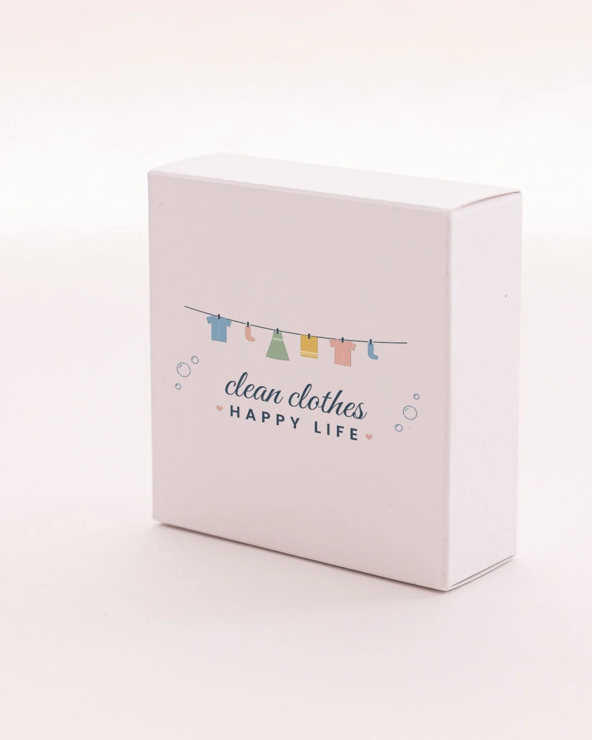 Laundry Basket with the "Clean clothes, happy life." design