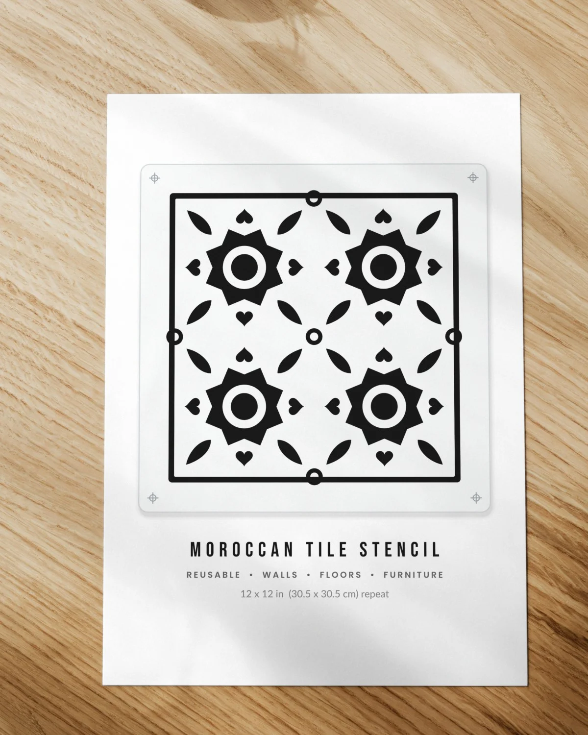 Moroccan Tile Stencil printed on paper