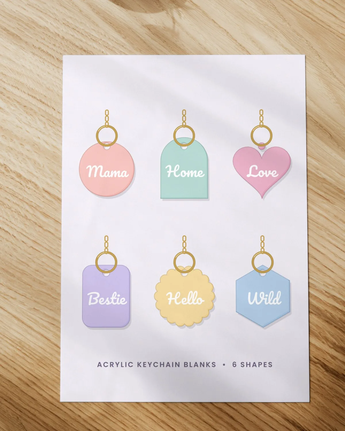 Acrylic Keychain SVG Bundle printed on paper