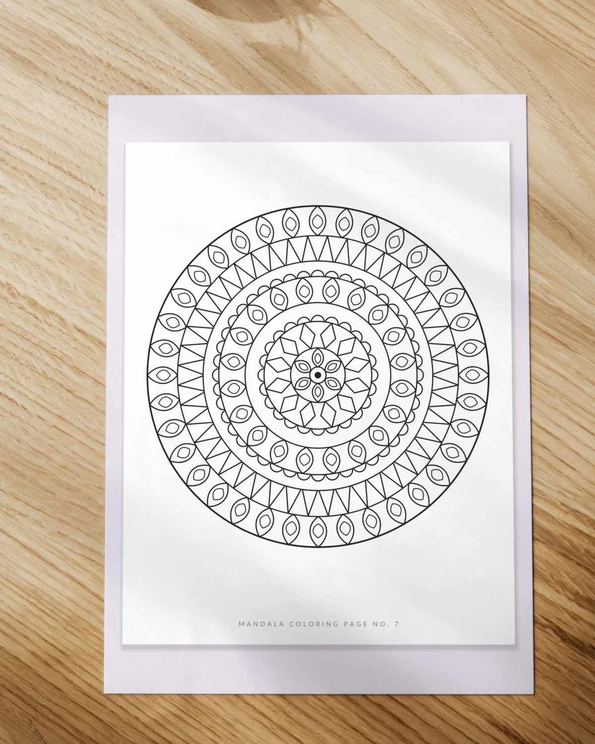 Mandala Coloring Page for Adults printed on paper