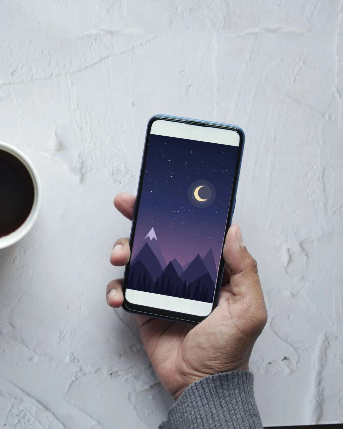 Night Mountains Phone Wallpaper on a phone screen