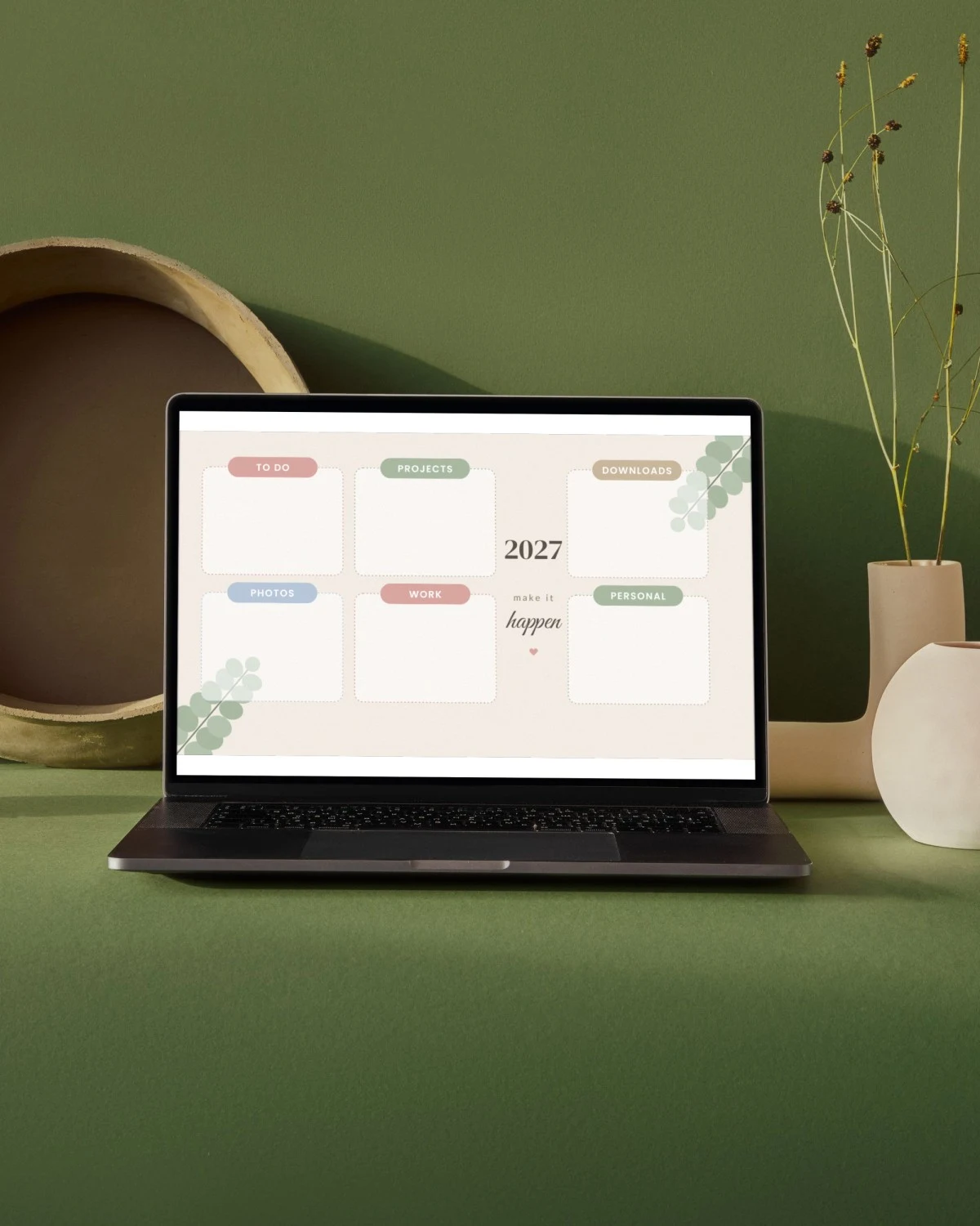 Desktop Organizer Wallpaper on a laptop screen