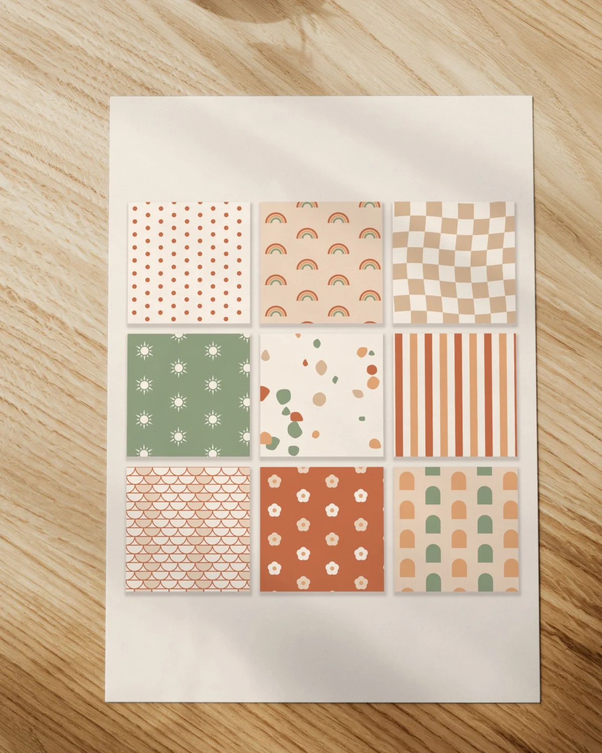Boho Digital Paper Pack printed on paper