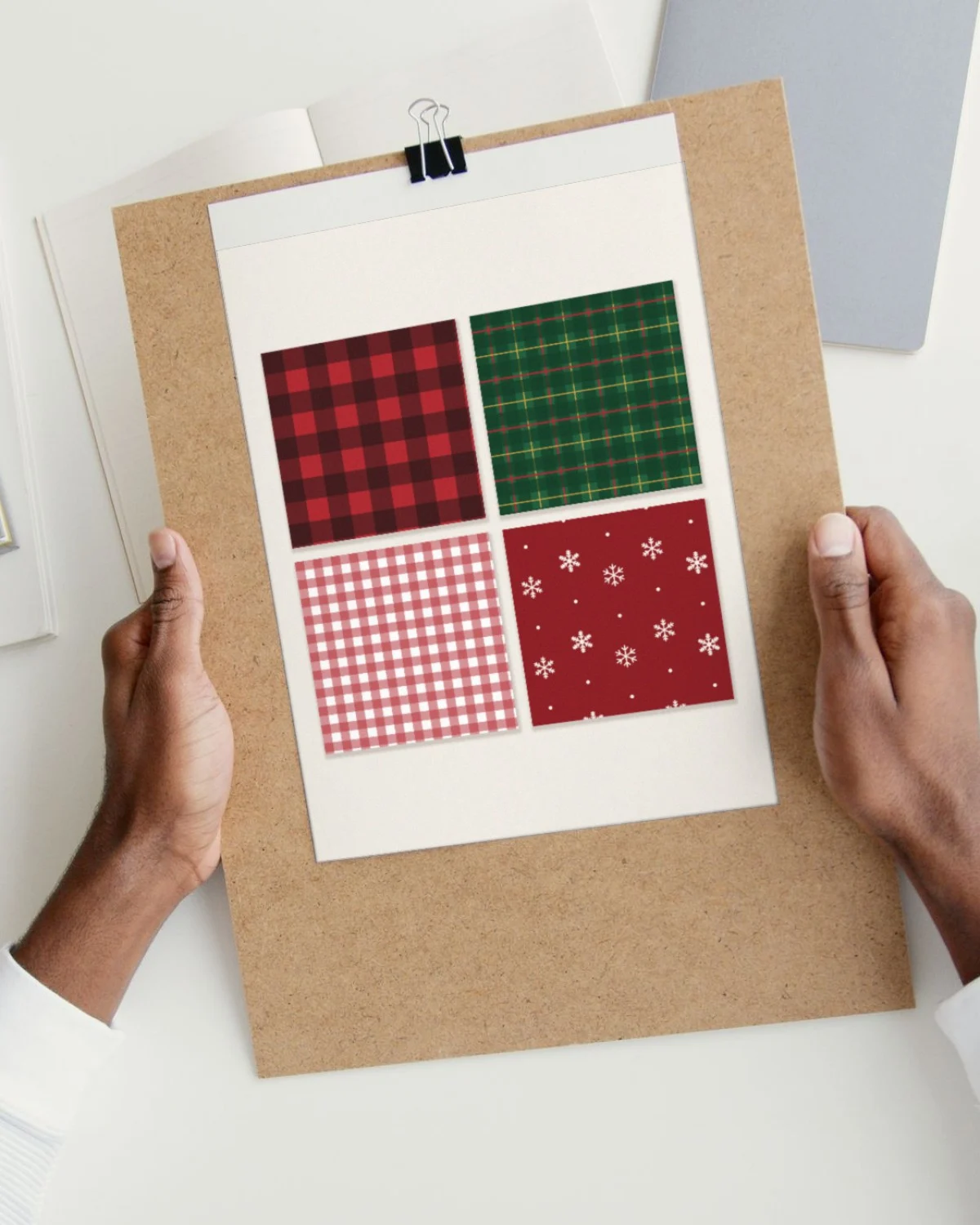 Christmas Plaid Digital Paper printed on paper