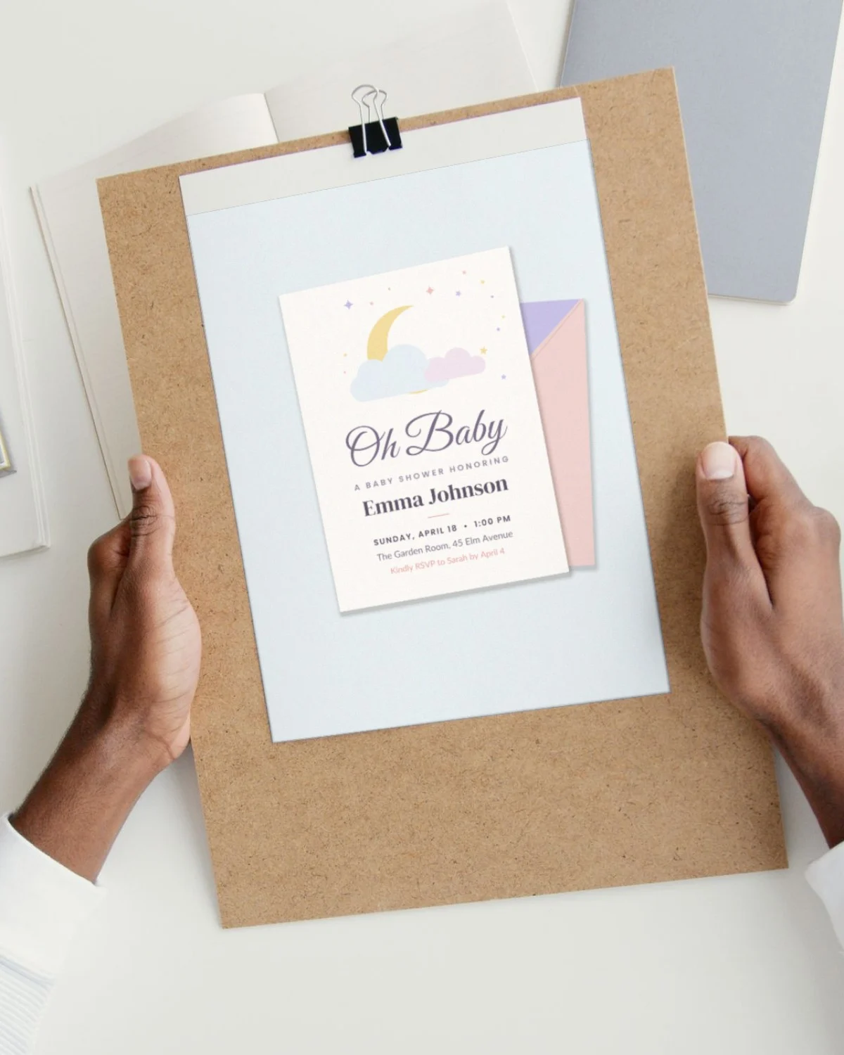 Oh Baby Shower Invitation printed on paper