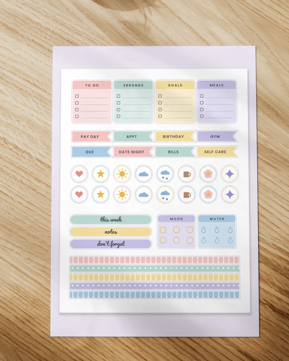 Printable Planner Stickers printed on paper