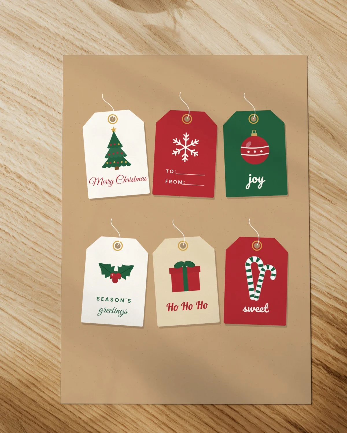Christmas Gift Tags Printable printed on paper