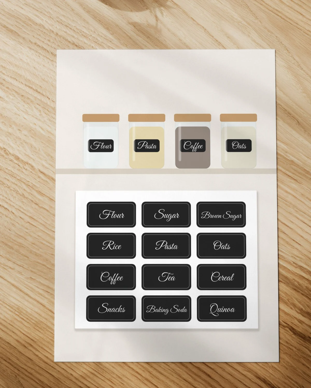 Pantry Labels Printable printed on paper
