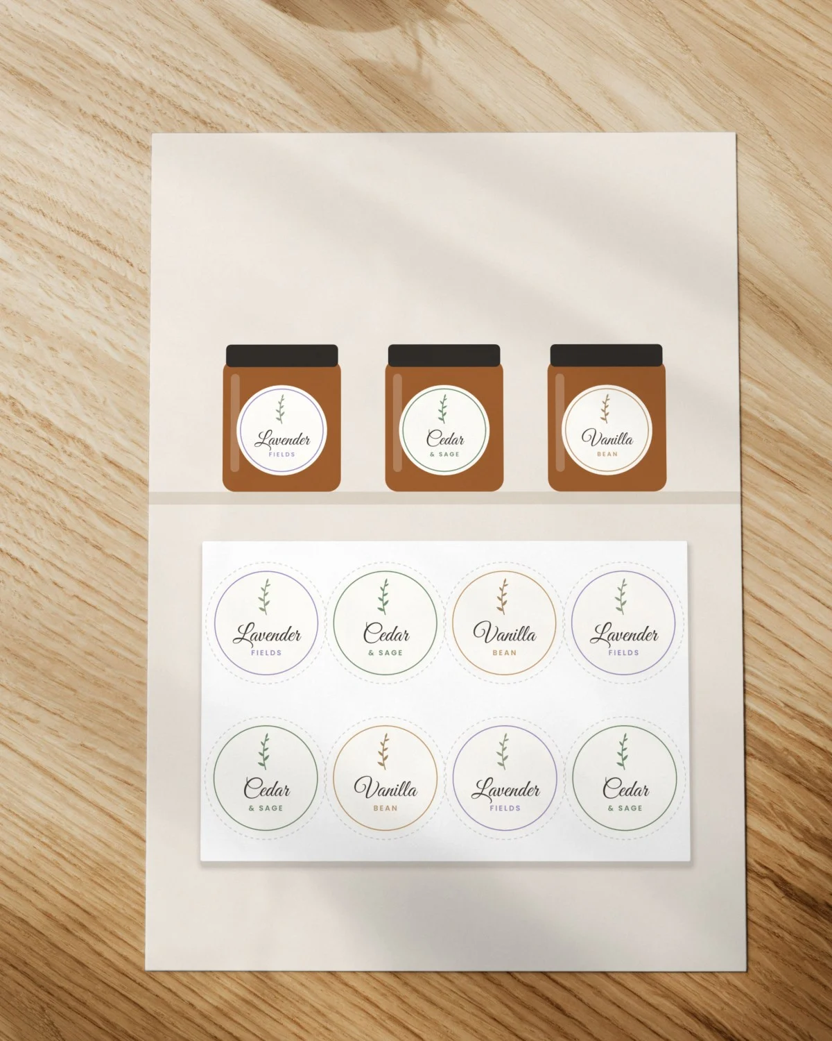 Candle Labels Printable printed on paper