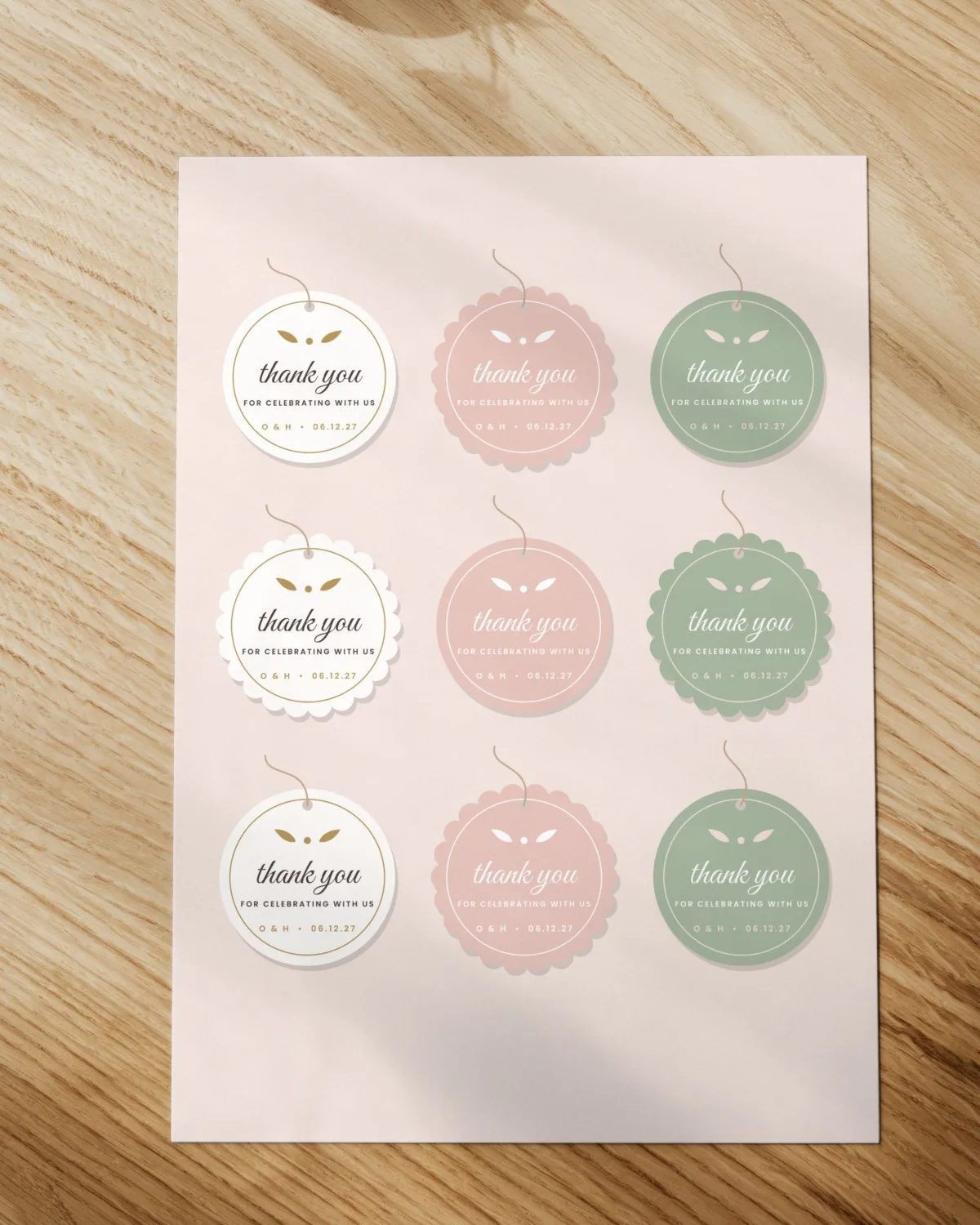 Wedding Favor Tags Printable printed on paper