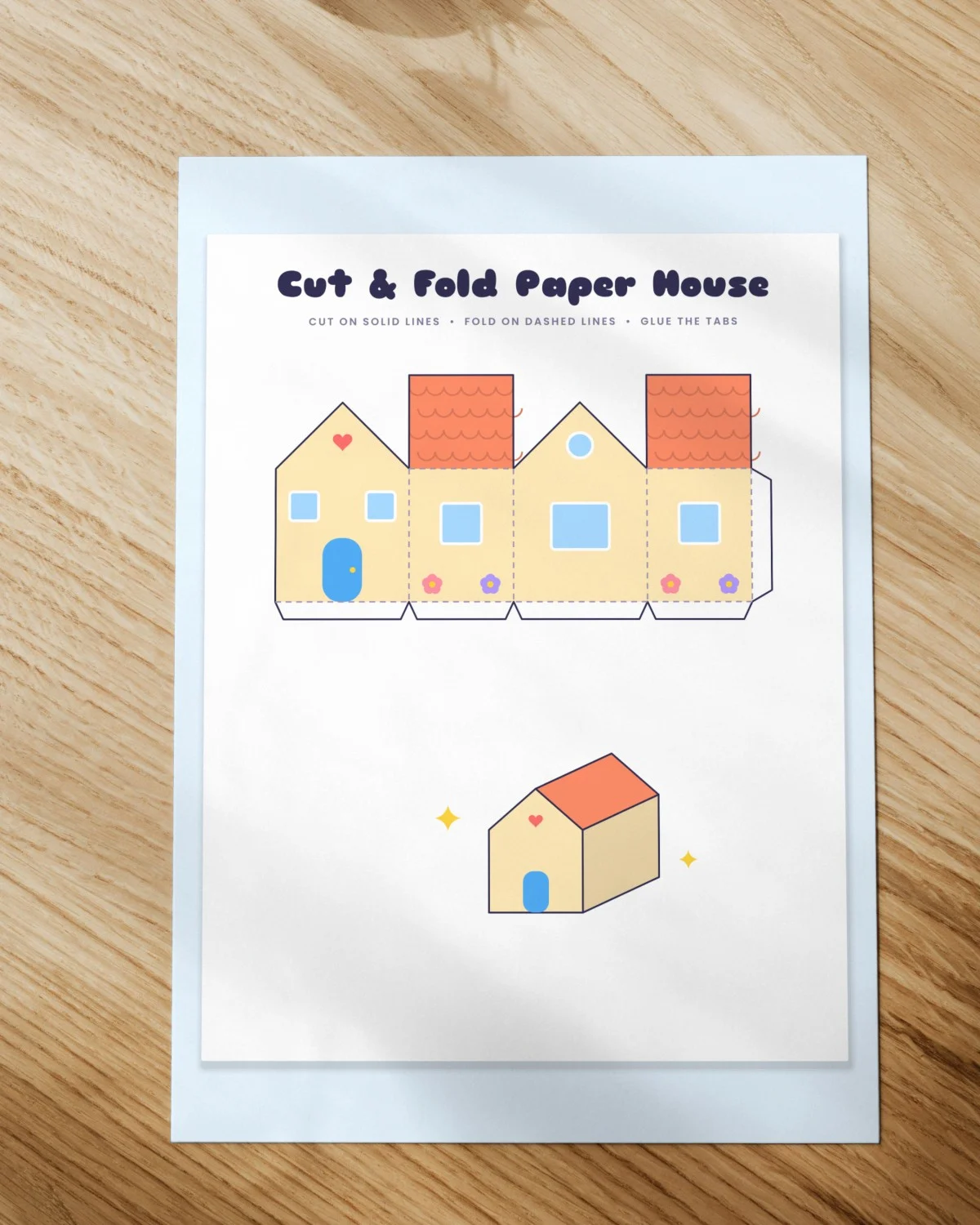 Paper House Template printed on paper