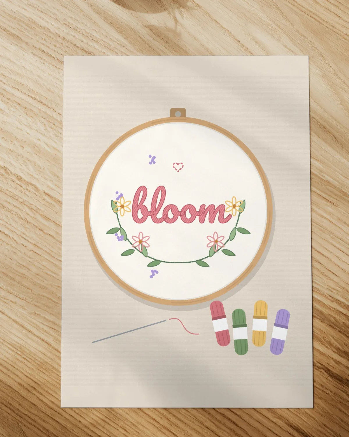 Bloom Hand Embroidery Pattern printed on paper