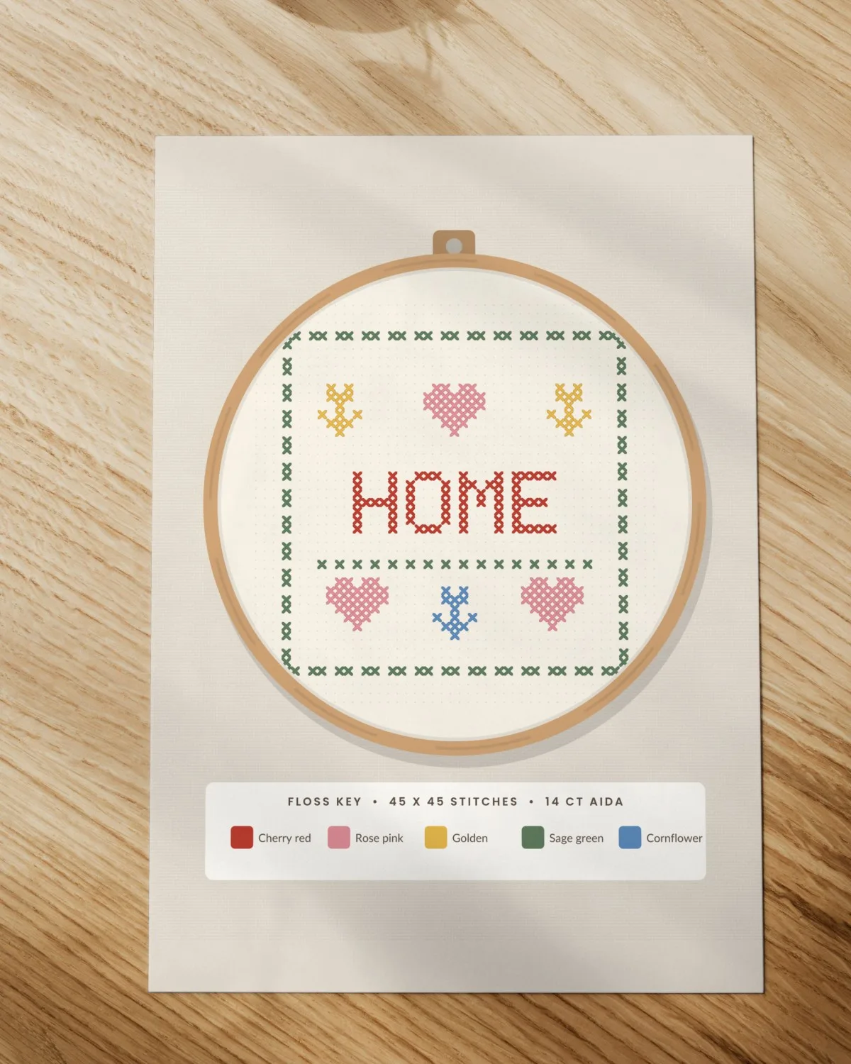 Home Cross Stitch Pattern printed on paper