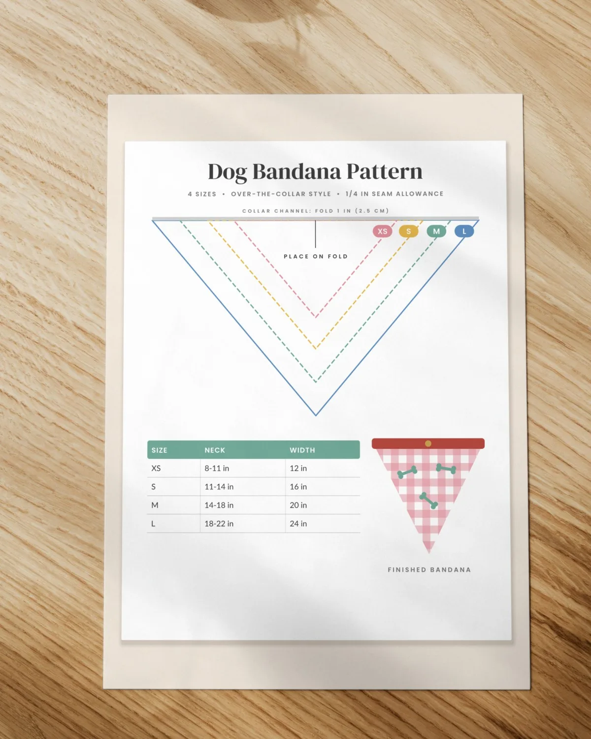 Dog Bandana Pattern printed on paper